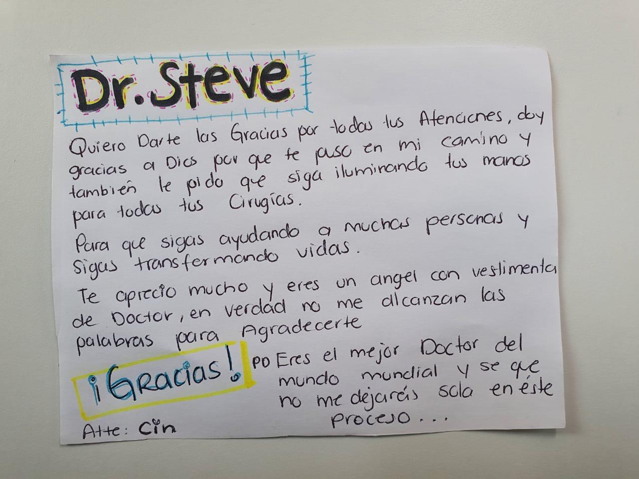 gracias por todas tus atenciones dr steve